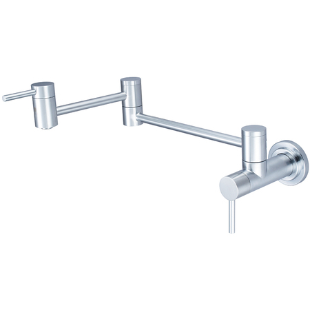 PIONEER FAUCETS Wall Mount Pot Filler, NPT, Potfiller, Stainless Steel, Flow Rate (GPM): 2 2MT600-SS